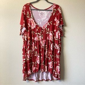 Torrid 4 Super Soft Babydoll Top Tee Shirt Floral